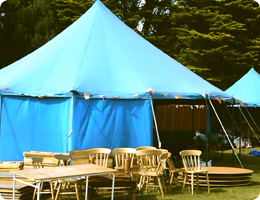 Blue canvas tents